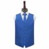 Royal Blue Plain Shantung Wedding Waistcoat and Tie Set