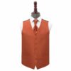 Rust Plain Shantung Wedding Waistcoat and Cravat Set
