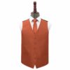 Rust Plain Shantung Wedding Waistcoat and Tie Set