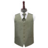 Sage Green Plain Shantung Wedding Waistcoat and Cravat Set
