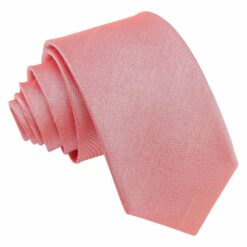 Salmon Pink Plain Shantung Slim Tie Salmon Pink Plain Shantung Slim Tie
