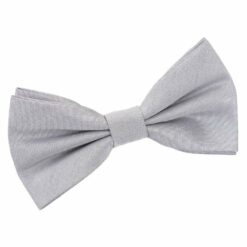 Silver Plain Shantung Pre-Tied Bow Tie Silver Plain Shantung Pre-Tied Bow Tie