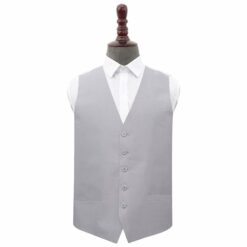 Silver Plain Shantung Wedding Waistcoat