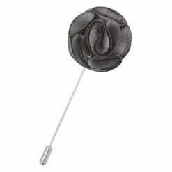 Steel Grey Plain Shantung Lapel Pin