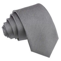 Steel Grey Plain Shantung Slim Tie Steel Grey Plain Shantung Slim Tie