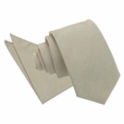 Taupe Plain Shantung Slim Tie and Pocket Square Set Taupe Plain Shantung Slim Tie and Pocket Square Set