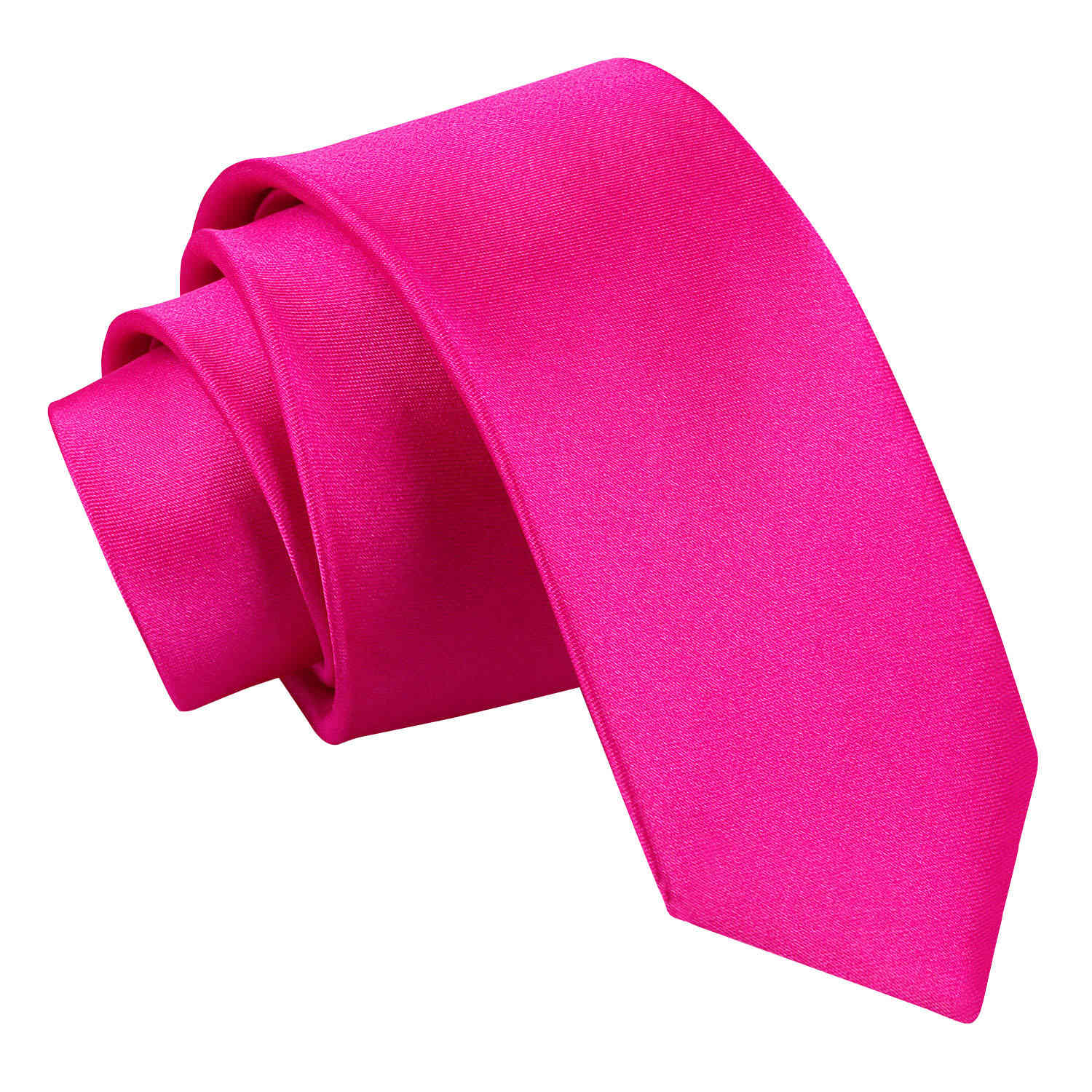 Men's Plain Hot Pink Satin Skinny Tie