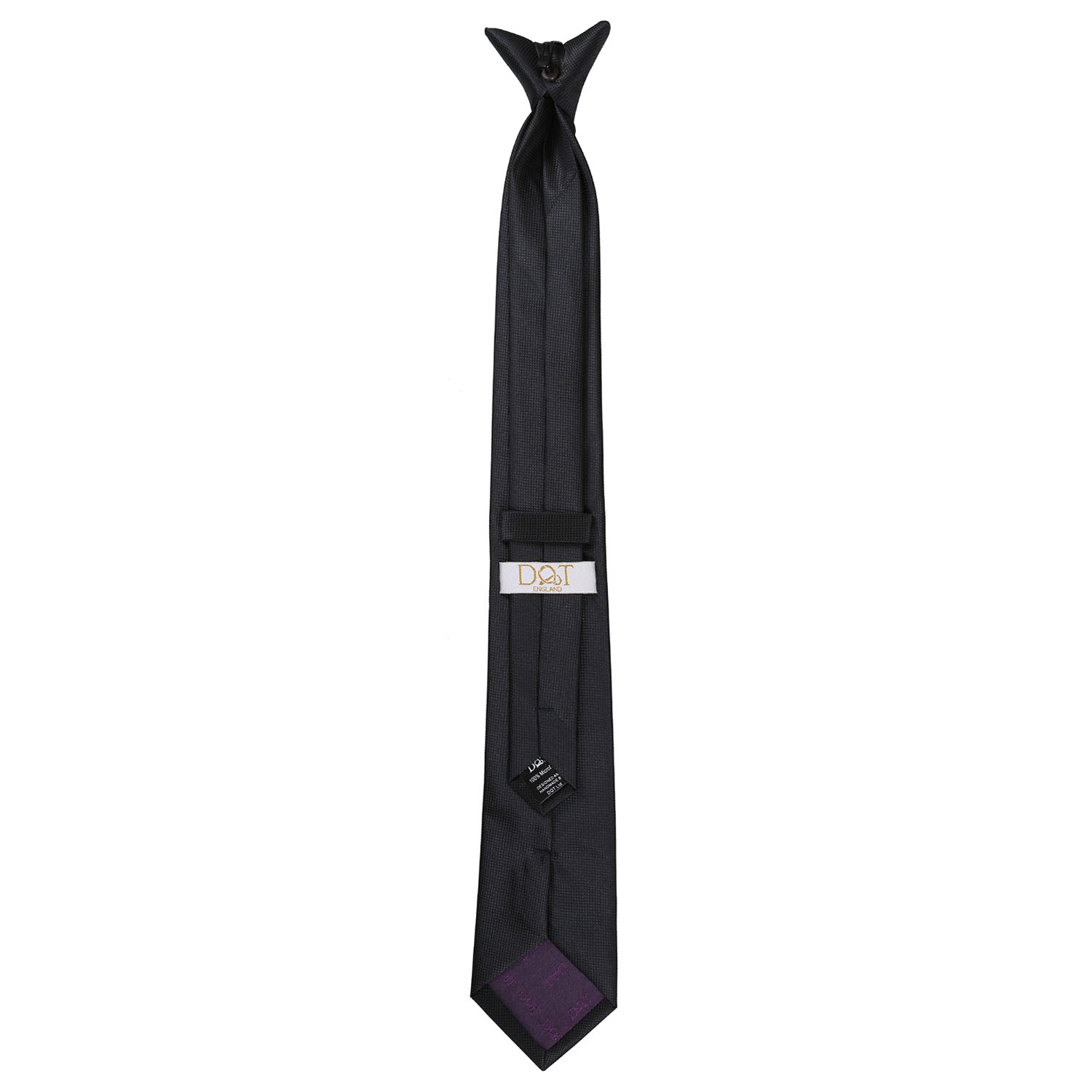 Solid Check Men's Black Clip On Tie