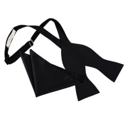 Black Solid Check Self-Tie Bow Tie and Pocket Square Set Black Solid Check Self-Tie Bow Tie and Pocket Square Set