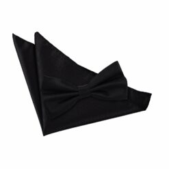 Black Solid Check Bow Tie and Pocket Square Set Black Solid Check Bow Tie and Pocket Square Set