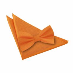 Celosia Orange Solid Check Bow Tie and Pocket Square Set Celosia Orange Solid Check Bow Tie and Pocket Square Set