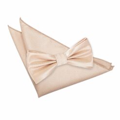 Champagne Solid Check Bow Tie and Pocket Square Set Champagne Solid Check Bow Tie and Pocket Square Set