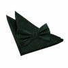 Dark Green Solid Check Bow Tie and Pocket Square Set