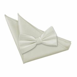 Ivory Solid Check Bow Tie and Pocket Square Set Ivory Solid Check Bow Tie and Pocket Square Set
