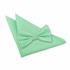Mint Green Solid Check Bow Tie and Pocket Square Set Mint Green Solid Check Bow Tie and Pocket Square Set