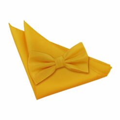 Sunflower Gold Solid Check Bow Tie and Pocket Square Set