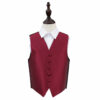 Burgundy Solid Check Wedding Waistcoat for Boys