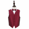 Burgundy Solid Check Wedding Waistcoat and Bow Tie Set for Boys