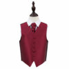 Burgundy Solid Check Wedding Waistcoat and Cravat Set for Boys