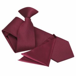 Burgundy Solid Check Clip On Slim Tie and Pocket Square Set Burgundy Solid Check Clip On Slim Tie and Pocket Square Set
