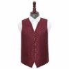 Burgundy Solid Check Wedding Waistcoat