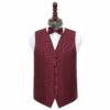 Burgundy Solid Check Wedding Waistcoat and Bow Tie Set