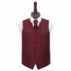 Burgundy Solid Check Wedding Waistcoat and Cravat Set