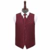 Burgundy Solid Check Wedding Waistcoat and Tie Set