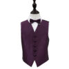 Cadbury Purple Solid Check Wedding Waistcoat and Bow Tie Set for Boys