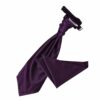 Cadbury Purple Solid Check Wedding Cravat and Pocket Square Set