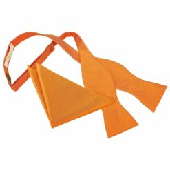 Celosia Orange Solid Check Self-Tie Bow Tie and Pocket Square Set Celosia Orange Solid Check Self-Tie Bow Tie and Pocket Square Set