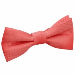 Coral Solid Check Pre-Tied Bow Tie for Boys Coral Solid Check Pre-Tied Bow Tie for Boys