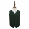 Dark Green Solid Check Wedding Waistcoat for Boys