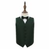 Dark Green Solid Check Wedding Waistcoat and Bow Tie Set for Boys