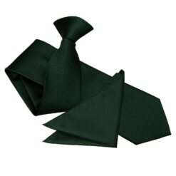 Dark Green Solid Check Clip On Slim Tie and Pocket Square Set Dark Green Solid Check Clip On Slim Tie and Pocket Square Set