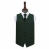 Dark Green Solid Check Wedding Waistcoat and Cravat 4pc Set