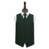 Dark Green Solid Check Wedding Waistcoat and Tie Set