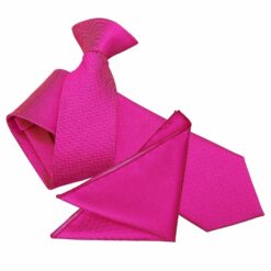 Fuchsia Pink Solid Check Clip On Slim Tie and Pocket Square Set Fuchsia Pink Solid Check Clip On Slim Tie and Pocket Square Set