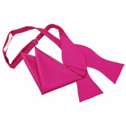 Fuchsia Pink Solid Check Self-Tie Bow Tie and Pocket Square Set Fuchsia Pink Solid Check Self-Tie Bow Tie and Pocket Square Set