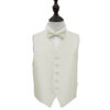 Ivory Solid Check Wedding Waistcoat and Bow Tie Set for Boys