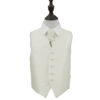 Ivory Solid Check Wedding Waistcoat and Cravat Set for Boys
