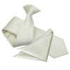 Ivory Solid Check Clip On Slim Tie and Pocket Square Set
