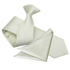 Ivory Solid Check Clip On Slim Tie and Pocket Square Set Ivory Solid Check Clip On Slim Tie and Pocket Square Set