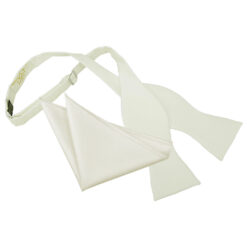 Ivory Solid Check Self-Tie Bow Tie and Pocket Square Set Ivory Solid Check Self-Tie Bow Tie and Pocket Square Set