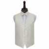 Ivory Solid Check Wedding Waistcoat and Bow Tie Set