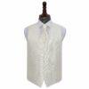 Ivory Solid Check Wedding Waistcoat and Cravat 4pc Set
