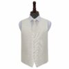 Ivory Solid Check Wedding Waistcoat and Tie Set