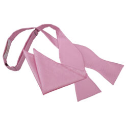Light Pink Solid Check Self-Tie Bow Tie and Pocket Square Set