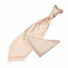 Champagne Solid Check Wedding Cravat and Pocket Square Set