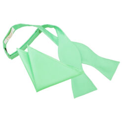 Mint Green Solid Check Self-Tie Bow Tie and Pocket Square Set Mint Green Solid Check Self-Tie Bow Tie and Pocket Square Set